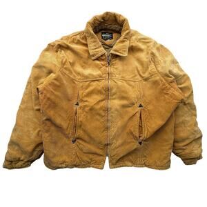 Vintage 70s Cromwell Court Laminated Corduroy Bomber Quilt Lined Jacket Mens XL